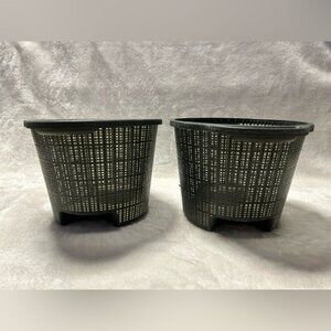 2 green plastic Round Mesh Aquatic Plant Pot baskets basket